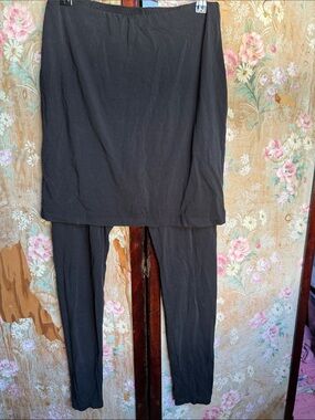 Black Women’s Eileen Fisher Stretch Skirt Layered Leggings Pants
